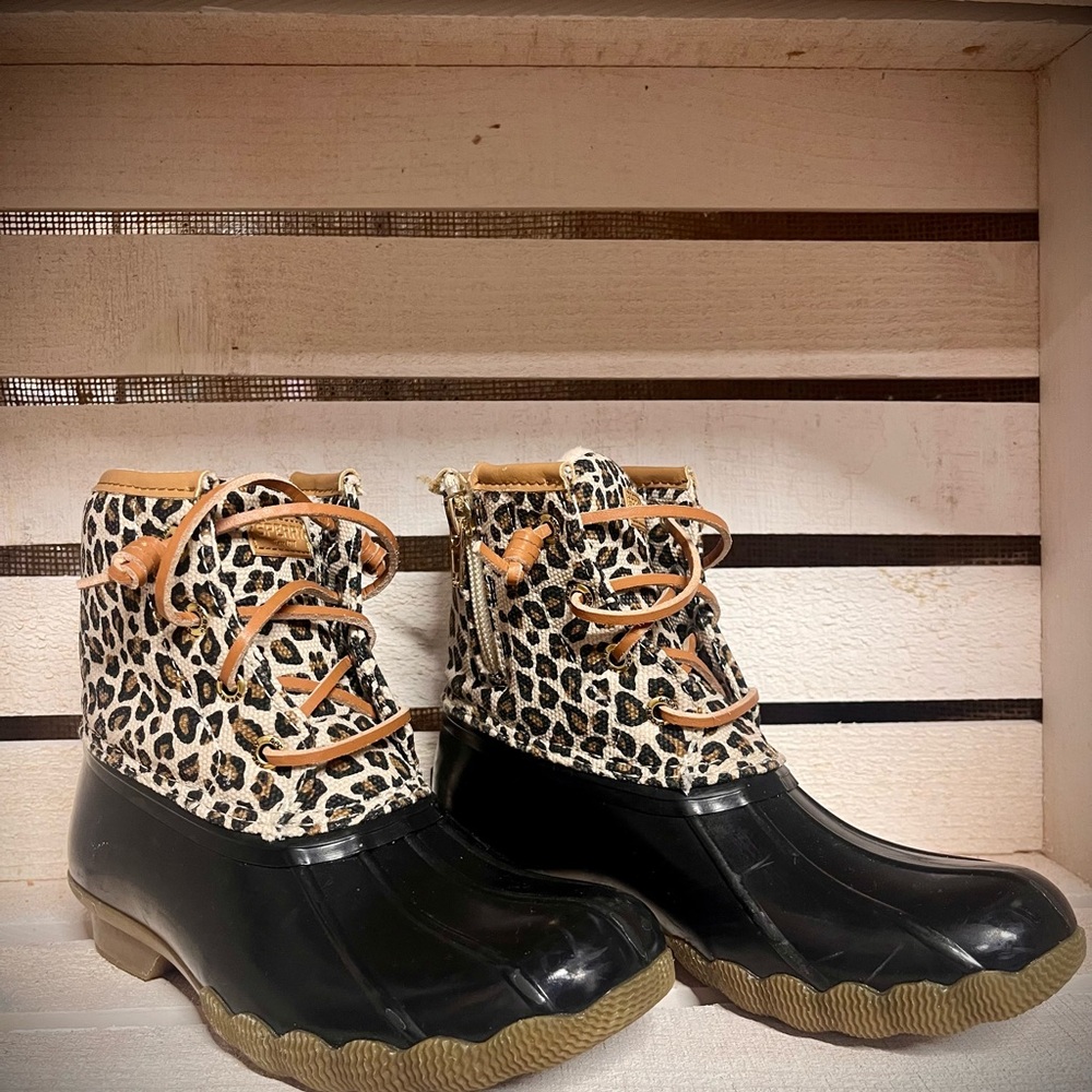 Leopard Print kids Duck Boots